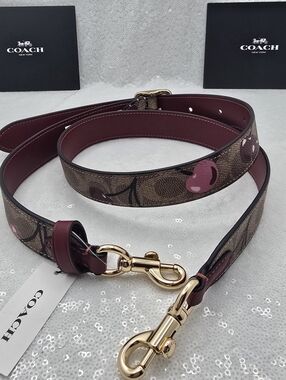 Coach Cherry Print Replacement Reversible Adjustable Bag Strap Tan Goldtone